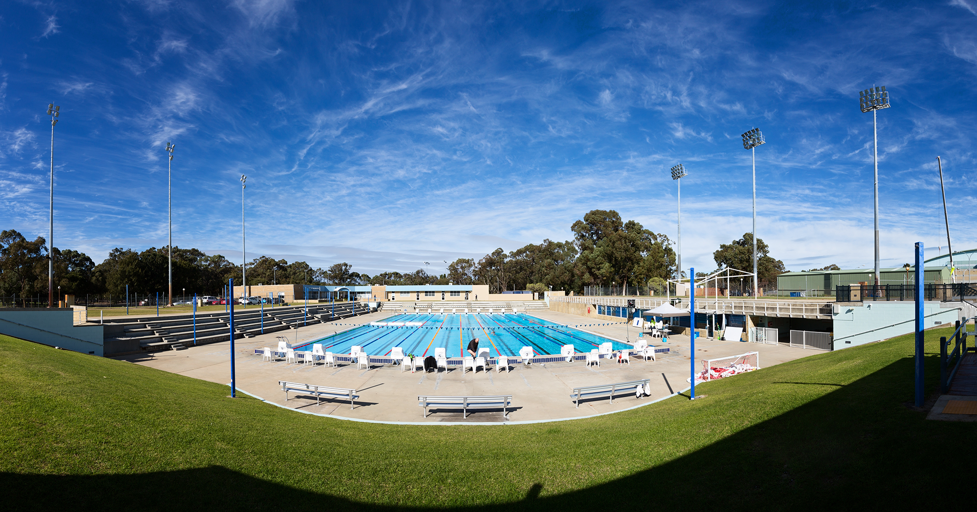 HBF Stadium outdoor 10 lane pool panorama