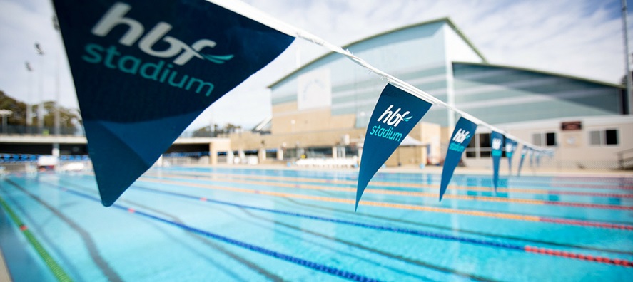 HBF Stadium outdoor 50m pool carnival flags