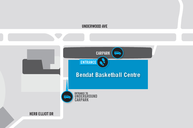 Bendat Basketball Centre direction Map outline