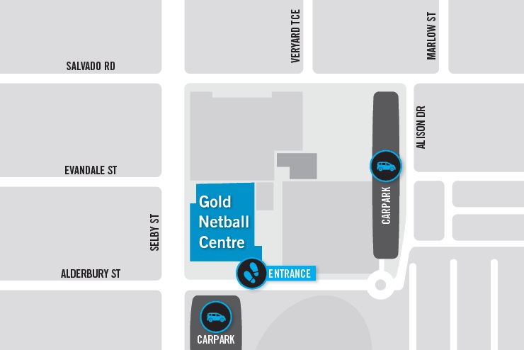 Gold Netball Centre direction map outline