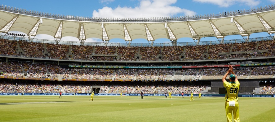 player in middle of cricket field in perth